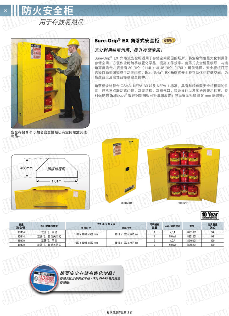 美國杰斯瑞特，防火安全柜，justrite防火柜，justrite安全柜，防爆柜justrite,8917001,4M9429