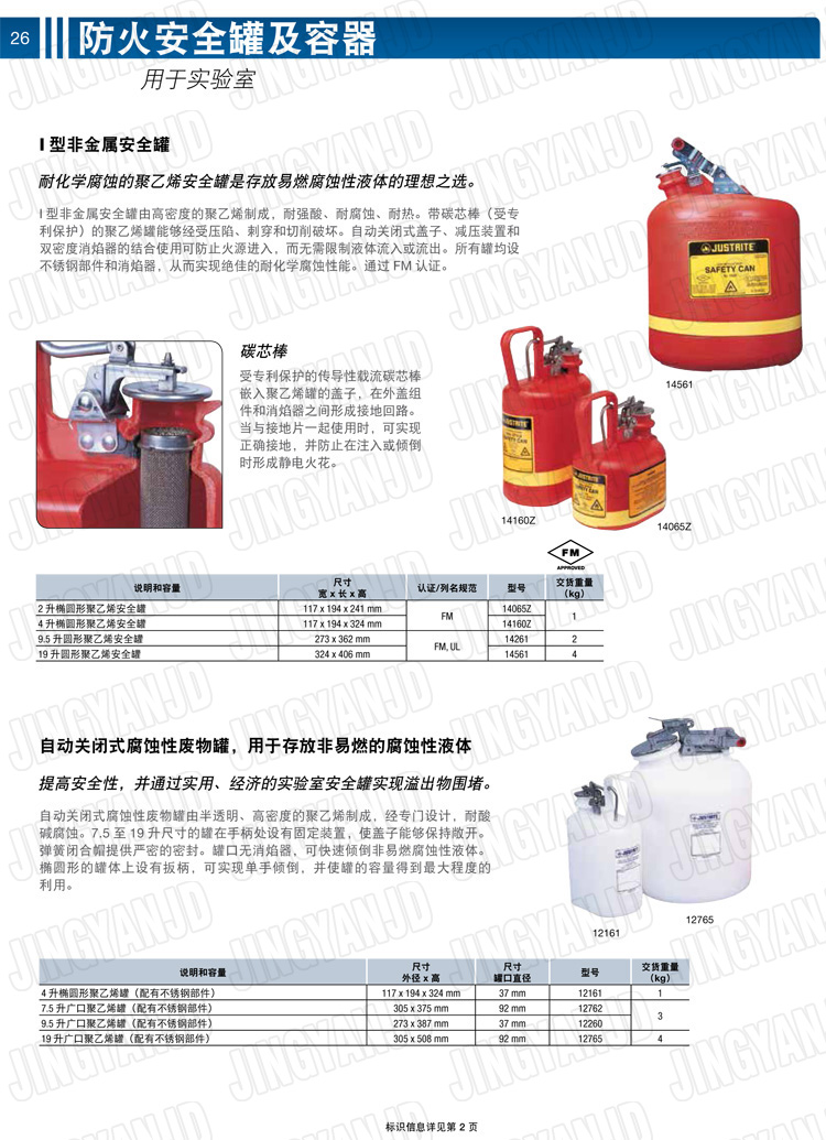JUSTRITE，美國(guó)杰斯瑞特，justriteI型安全罐,柴油汽油存放罐，酒精松香水安全存儲(chǔ)罐，防火安全罐，防爆安全罐